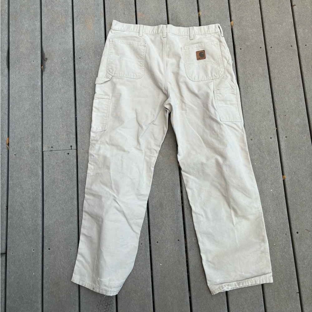 cream white carhartt utility pants